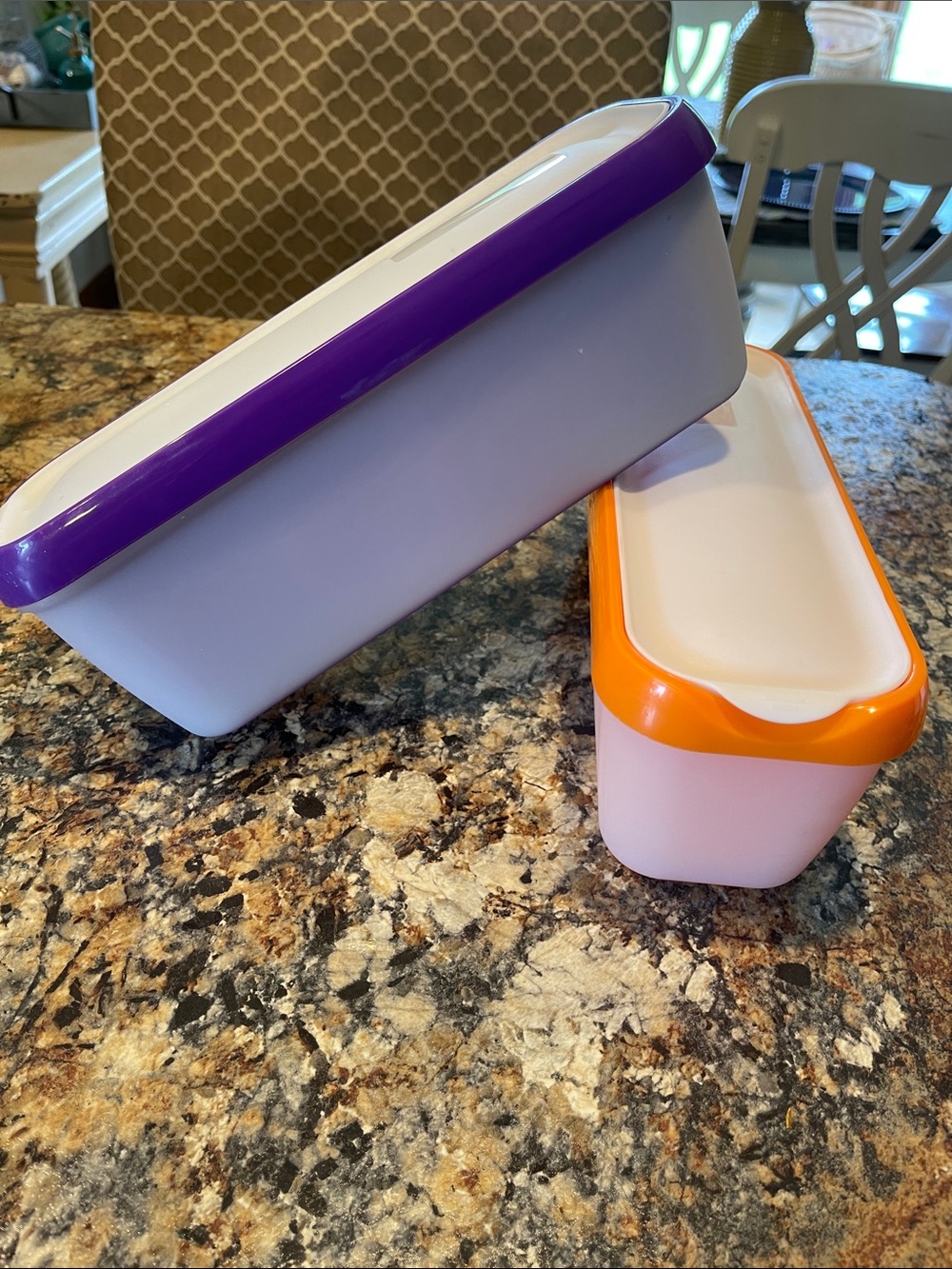 Homemade Ice Cream Storage Containers Set of 2 Purple and Orange